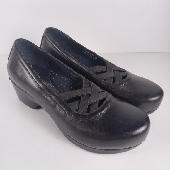 Dansko Tilda Clogs Womens Size 8.5 Black Leather Strappy Slip-On Comfort Support - Picture 1 of 9
